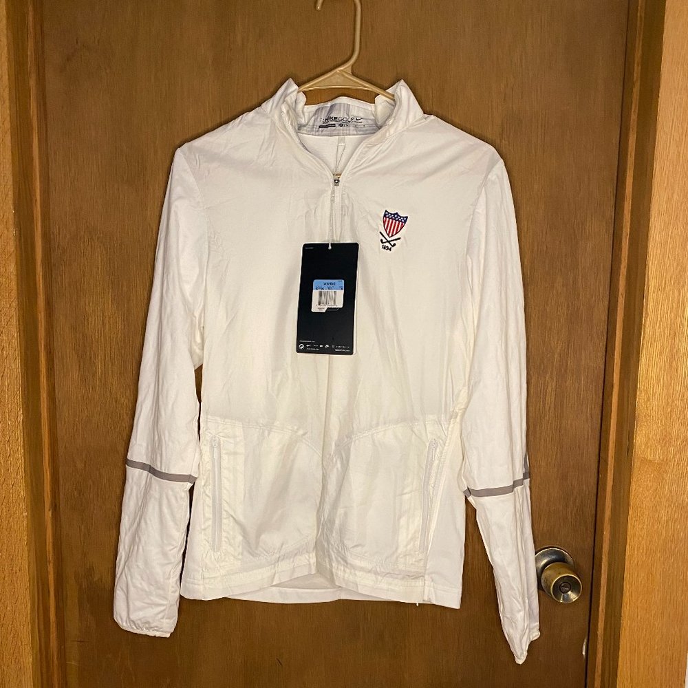 Never-worn, white, Nike golf 1/2 zip, pullover windbreaker (size M)